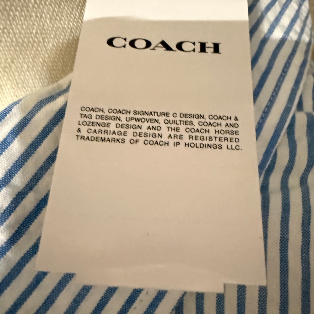 Women’s Coach Blue / White seersucker Button Down Shirt 31 long 26 armpits - Picture 10 of 15